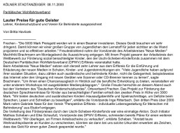 2000.11.08 - Kölner Stadt-Anzeiger - Lauter Preise für gute Geister - Jugendarbeit - Frechen