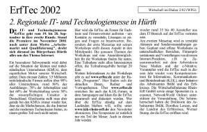 2002.02.01 - Wirtschaft im Dialog - 2. Regionale IT- und Technologiemesse in Hürth - Messe - Hürth