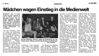 2002.04.13 - Sonntags-Post - Mädchen wagen Einstieg in die Medienwelt - Jugendarbeit - Frechen-Königsdorf - Schule - MKFFI-NRW