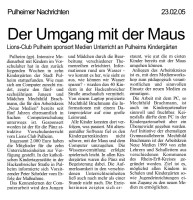 2005.02.23 - Pulheimer Nachrichten - Der Umgang mit der Maus - Wasser - Pulheim - Lions Club Pulheim