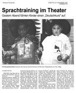 2005.11.26 - Kölnische Rundschau Nr. 275 - Sprachtraining im Theater - Erstes Lesen und Schreiben - Frechen - RB Frechen-Hürth, Kita FörderVerein