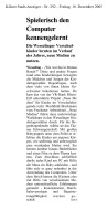 2005.12.16 - Kölner Stadt-Anzeiger Nr. 292 - Spielerisch den Computer kennengelernt - Schwangerschaft und Geburt - Wesseling - VR-Bank Rhein-Erft