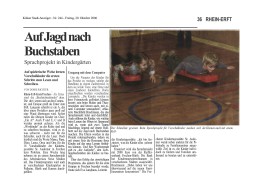 2006.10.20 - Kölner Stadt-Anzeiger Nr. 244 - Auf Jagd nach Buchstaben - ELUS - Frechen - RB Frechen-Hürth