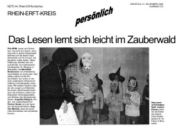 2006.11.21 - Rhein-Erft Rundschau Nr. 270 - Das Lesen lernt sich leicht im Zauberwald - ELUS - Pulheim-Brauweiler - RB Frechen-Hürth