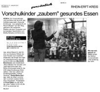2007.01.31 - Rhein-Erft Rundschau - Vorschulkinder zaubern gesundes Essen - GesErn - Hürth - AOK