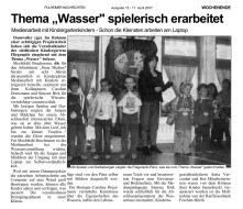2007.04.11 - Pulheimer Nachrichten Wochenende Nr. 15 - Thema Wasser spielerisch erarbeitet - WW - RB Frechen-Hürth eG