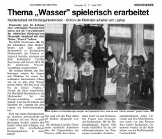 2007.04.11 - Pulheimer Nachrichten Wochenende Nr. 15 - Thema Wasser spielerisch erarbeitet - WW - RB Frechen-Hürth eG