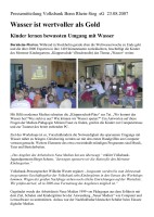 2007.08.23 - Pressemitteilung VoBa Bonn - Wasser ist wertvoller als Gold - Wasser - Bornheim-Mechtem - VoBa Bonn Rhein-Sieg