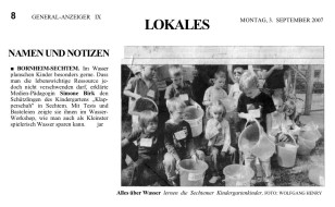 2007.09.03 - Bonner General-Anzeiger - Namen und Notizen - Wasser - Bornheim-Sechtem - REWE Hamacher