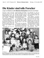 2007.11.12 - Dürener Zeitung - Die Kinder sind tolle Forscher - Wasser - Nörvenich - RB Frechen-Hürth eG