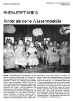 2007.11.13 - Kölnische Rundschau - Kinder als kleine Wassermoleküle - Wasser - Brühl - VR-Bank Rhein-Erft