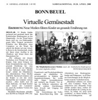 2008.04.19 - General-Anzeiger - Virtuelle Gemüsestadt - GesErn - Bonn-Beuel - VoBa Bonn Rhein-Sieg