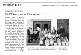 2008.04.23 - Kölner Stadt-Anzeiger Nr. 95 - Umweltbewußtsein - Wasser - Schule - Pulheim - VoBa Erft