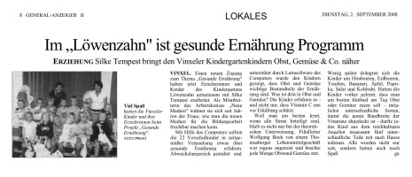 2008.09.02 - Bonner General-Anzeiger - Im Löwenzahn gesunde Ernährung - GesErn - Königswinter-Vinxel - RW