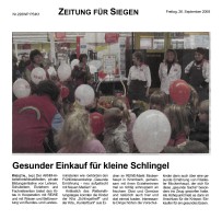 2008.09.26 - Westfalenpost - Gesunder Einkauf für kleine Schlingel - GesErn - Kreuztal - RW