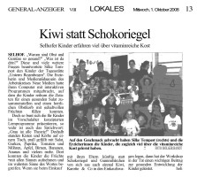 2008.10.01 - General-Anzeiger - Kiwi statt Schokoriegel - GesErn - Bad Honnef-Selhof - VoBa Bonn Rhein-Sieg