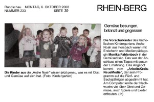 2008.10.06 - Rundschau Nr. 233 - Gemüse besungen, betanzt und gegessen - GesErn - Rösrath-Forsbach - RW