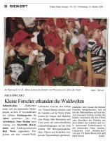 2008.10.16 - Kölner Stadt-Anzeiger - Kleine Forscher erkunden die Waldwelten - WaWe - Erftstadt-Liblar - VR-Bank Rhein-Erft. RWE