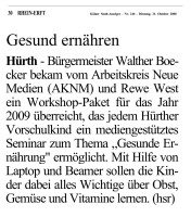 2008.10.21 - Kölner Stadt-Anzeiger - Gesund ernähren - GesErn - Hürth - RW