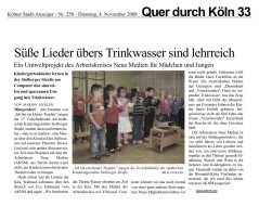2008.11.04 - Kölner Stadt-Anzeiger - Süße Lieder übers Trinkwasser sind lehrreich - Wasser - Köln-Müngersdorf - PKW Vierlinden