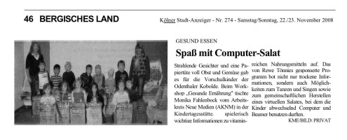 2008.11.22-23 - Kölner Stadt-Anzeiger - Spaß mit Computer Salat - GesErn - Odenthal - PKW Tönnies