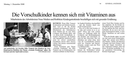 2008.12.01 - General-Anzeiger - Vorschulkinder kennen sich mit Vitaminen aus - GesErn - Bad-Honnef-Rottbitze - RW