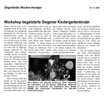 2008.12.24 - Siegerländer Wochen-Anzeiger - Workshop begeisterte Siegener Kigakinder - GesErn - Siegen - REWE Mockenhaupt