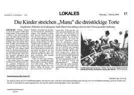 2009.02.03 - General-Anzeiger - Die Kinder streichen Manu die dreistöckige Torte - GesErn - Bad Honnef-Rhöndorf - RW