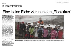 2009.04.09 - Kölner Rundschau - Eine Kleine Eiche Ziert Nun Den Flohzirkus - WaWe - Frechen - Quarzwerke GmbH Frechen