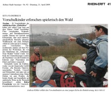 2009.04.21 - Kölner Stadt-Anzeiger - Kinder Erforschen Spielerisch Den Wald - WaWe - Frechen - Quarzwerke GmbH Frechen