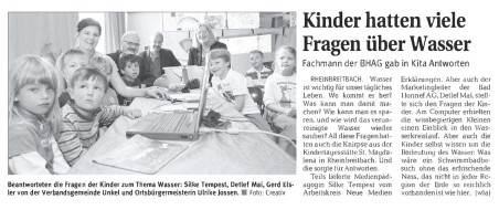 2009.05.22 - Rhein Zeitung - Kinder hatten viele Fragen über Wasser - Wasser - Rheinbreitbach - BHAG