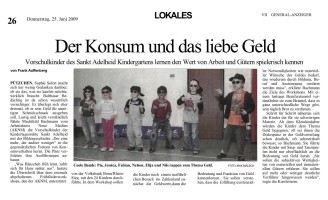 2009.06.25 - General-Anzeiger - Der Konsum und das liebe Geld - ZaGuG - Bonn - VoBa Bonn Rhein-Sieg