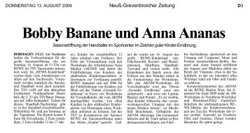 2009.08.13 - Neuss Grevenbroicher Zeitung - Bobby Banane und Anna Ananas - GesErn - Dormagen - RW