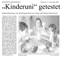 2009.11.11 - Kölner Wochenspiegel - Kinderuni getestet - WW - Köln-Vingst - PKW Vierlinden, KitaFV