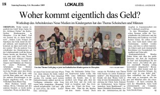 2009.12.05 - Bonner General-Anzeiger - Woher kommt eigentlich das Geld - ZaGuG - Königswinter-Oberpleis - VoBa Bonn