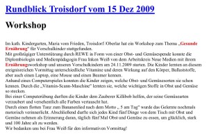 2009.12.15 - Troisdorfer Rundblick - Workshop in der kath. Kita Maria-vom-Frieden - GesErn - Troisdorf-Oberlar - RW