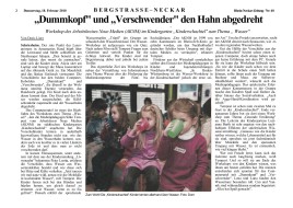 2010.02.18 - Rhein-Neckar-Zeitung - Dummkopf und Verschwender den Hahn abgedreht - Wasser - Schriesheim - AKNM