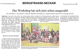 2010.08.07 - Rhein-Neckar Zeitung - Der Workshop hat sich jetzt schon ausgezahlt - ZaGuG - Schriesheim - SK Rhein-Neckar-Nord