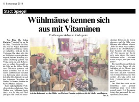 2010.09.08 - Stadt-Spiegel - Wühlmäuse kennen sich aus mit Vitaminen - GesErn - Krefeld - PKW Hoffmanns