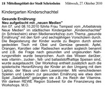 2010.10.27 - Mitteilungsblatt der Stadt Schriesheim - Gesunde Ernährung Neu aufgetischt mit neuen Medien - GesErn - Schriesheim - RSW