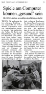 2010.11.02 - Märkische Allgemeine - Spiele am Computer können gesund sein - GesErn - Teltow - RO