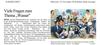 2010.11.10 - Kölner Stadt-Anzeiger - Viele Fragen zum Thema Wasser - Wasser - Brühl - Stadtwerke Brühl