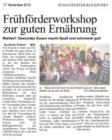 2010.11.17 - Schaufenster-Blickpunkt - Frühförderworkshop zur guten Ernährung - GesErn - Bornheim-Waldorf - PKW Stenger