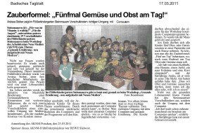 2011.03.17 - Badisches Tagblatt - Zauberformel Fünfmal Gemüse und Obst am Tag - GesErn - Steinmauern - RSW