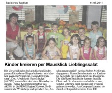 2011.07.14 - Badisches Tagblatt - Kinder kreieren per Mausklick Lieblingssalat - GesErn - Elchesheim-Illingen - RSW