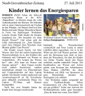 2011.07.27 - Neuss-Grevenbroicher Zeitung - Kinder lernen das Energiesparen - Wasser - Kerpen-Horrem - EVD