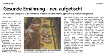 2011.09.28 - Rheinische Post - Gesunde Ernährung neu aufgetischt - GesErn - Heiligenhaus - PKDo Wacket