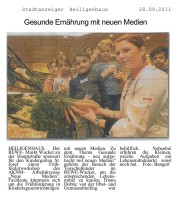2011.09.28 - Stadtanzeiger Heiligenhaus - Gesunde Ernährung mit neuen Medien - GesErn - Heiligenhaus - PKDo Wacket