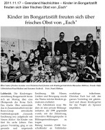 2011.11.17 - Grenzland Nachrichten - Kinder im Bongartzstift freuten sich über frisches Obst von Esch - GesErn - Lobberich - PKW Esch