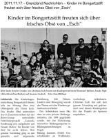 2011.11.17 - Grenzland Nachrichten - Kinder im Bongartzstift freuten sich über frisches Obst von Esch - GesErn - Lobberich - PKW Esch